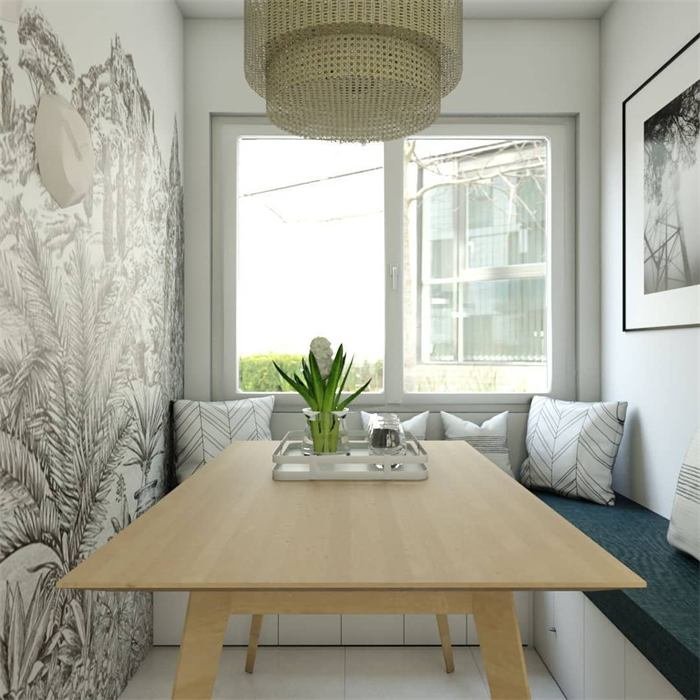 Coin repas avec banquette sous la fenêtre – projet Cabanon, Sanary-sur-Mer