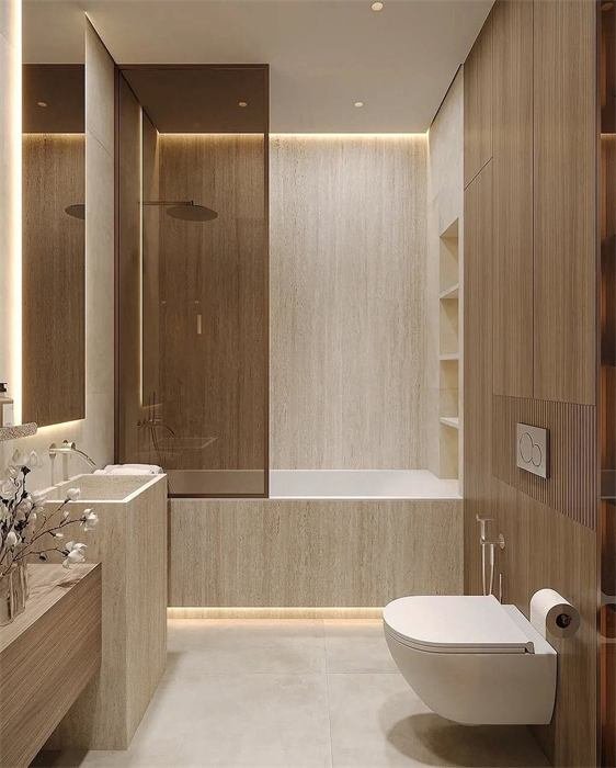 Baignoire et toilettes suspendues – projet Corniche, Nice