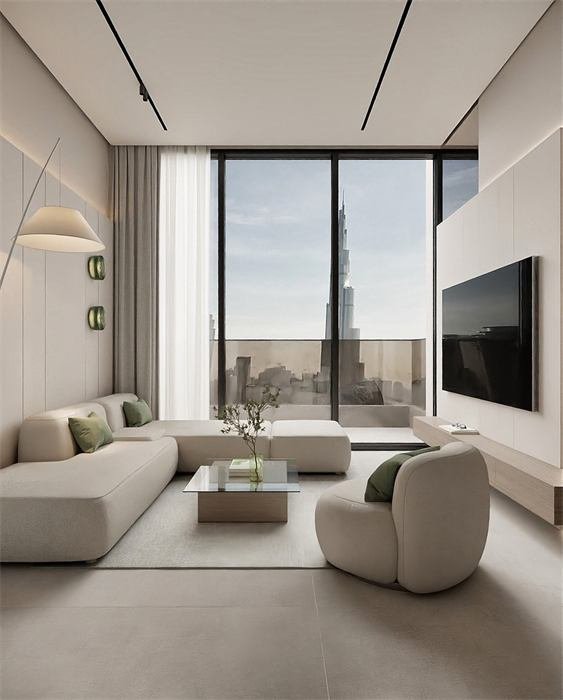 Séjour lumineux avec vue sur la ville – projet Downtown, Dubaï