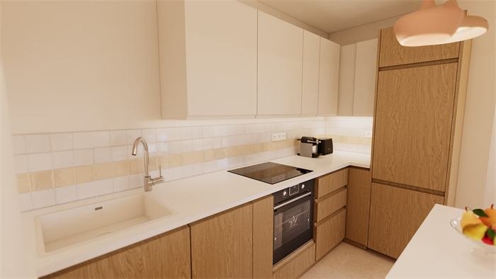 Cuisine en bois clair et blanc – projet L'Horizon, Hyères