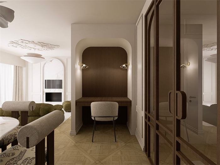 Coin bureau en alcôve boisée – projet Le Jasmin, Cannes