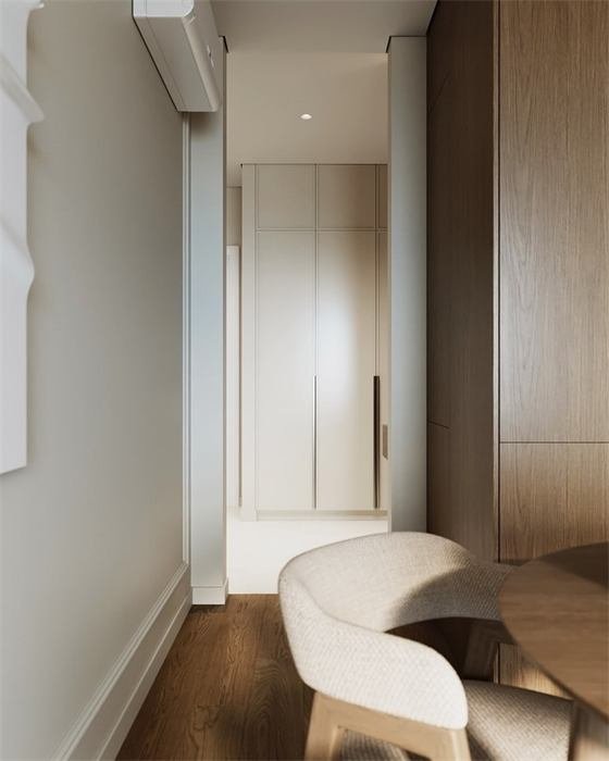 Couloir et rangements intégrés – projet Levant, Sainte-Maxime