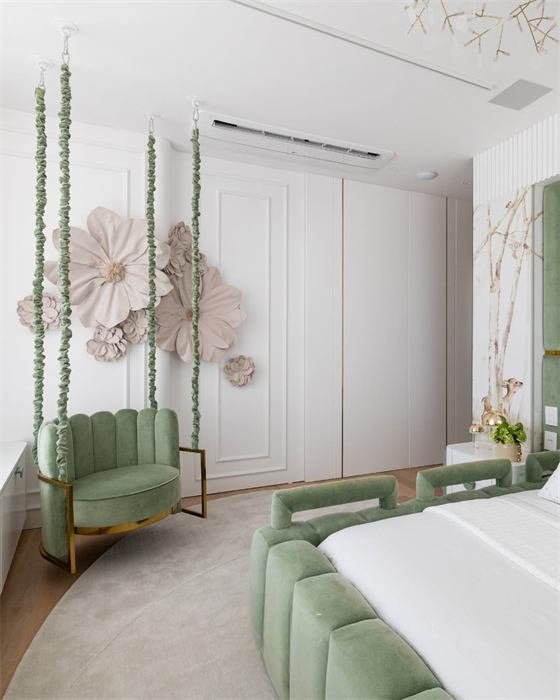 Vue d'ensemble de la chambre verte – projet Madrague, Saint-Tropez