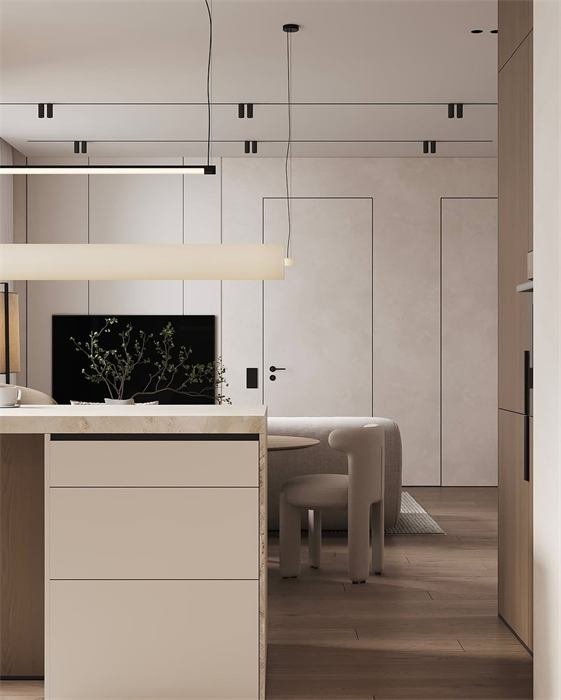 Îlot de cuisine et rangements – projet Le Phare, Toulon