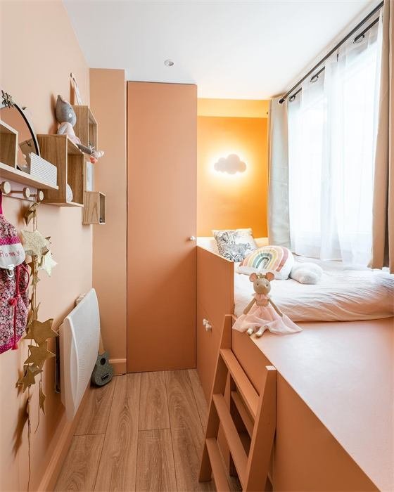 Chambre d'enfant avec lit et bureau intégrés – projet Rivage, Toulon