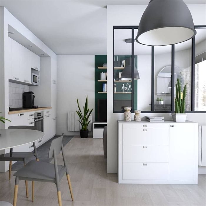 Cuisine blanche et verrière d'atelier – projet La Villa Blanche, La Seyne-sur-Mer